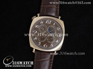 高仿江诗丹顿Vacheron Constantin-历史名作系列 万年历男士机械表 18K玫瑰金镀表壳 咖啡色表盘 棕色皮带 VC0011