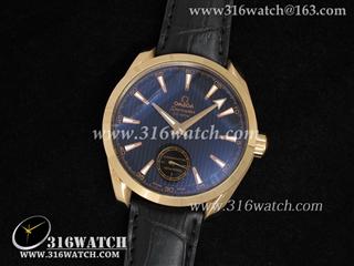欧米茄Omega-海马系列 18 k 玫瑰金电镀壳 黑色表盘 亚洲A6498手动上链机芯 OMG0012