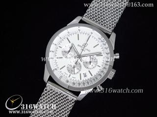高仿百年灵Breitling-越洋系列 越洋计时AB015212/G725 白色表盘 精钢编织表链 瑞士石英 BL0001