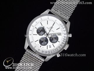 高仿百年灵Breitling-越洋系列 越洋计时AB015212/G724 白色表盘 精钢编织表链 瑞士石英 BL0002