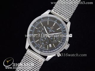 高仿百年灵Breitling-越洋系列 越洋计时Ocean Classic 咖啡色表盘 精钢编织表链 瑞士石英 BL0005