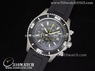 高仿百年灵Breitling-超级海洋系列 黄色大秒针 黑色表盘 黑色橡胶带 亚洲计时7750机芯 BL0008