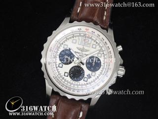 精仿百年灵Breitling-宾利洋系列 47MM 白色表盘 棕色皮带 亚洲计时7750机芯 BL0009