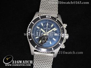 百年灵Breitling-超级海洋系列 黑色表盘 精钢编织表链 瑞士石英机芯 BL0013