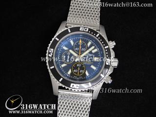 高仿百年灵Breitling-超级海洋系列 橙色大秒针 黑色表盘 精钢编织表链 瑞士石英机芯 BL0014