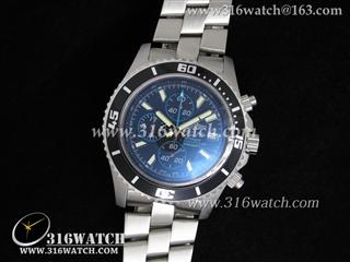 高仿百年灵Breitling-超级海洋系列 蓝色大秒针 黑色表盘 精钢表链 瑞士石英机芯 BL0018