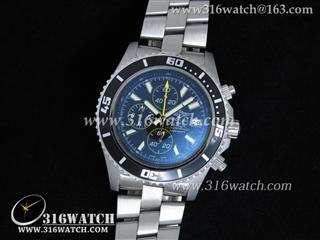 高仿百年灵Breitling-超级海洋系列 橙色大秒针 黑色表盘 精钢表链 瑞士石英机芯 BL0019
