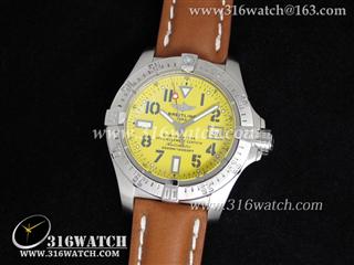 高仿百年灵Breitling手表 复仇者系列 A1733010/F538 完美V2版 黄色表盘 棕色皮带 瑞士ETA-2836机芯 BL0026