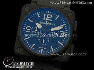 柏莱士Bell & Ross-46MM BR01系列 黑色PVD表壳 黑面白色字表盘 六针计时7750机芯 高仿1:1 Noob版本 BR0031