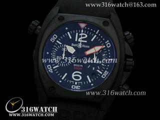 柏莱士Bell & Ross-Tonneau BR02系列 黑色PVD表壳 五针计时7750机芯 高仿柏莱士1:1 Noob版本 BR0036