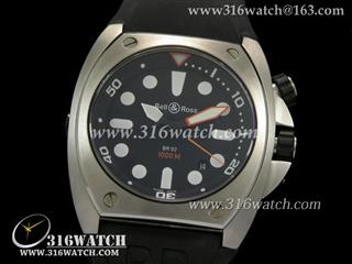 柏莱士Bell & Ross-Tonneau BR02系列 黑色面/白色圆点表盘 瑞士ETA-2824机芯 高仿1:1 柏莱士Noob版本 BR0037