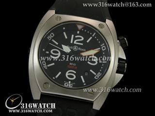 柏莱士Bell & Ross-Tonneau BR02系列 黑色面/白色数字表盘 瑞士ETA-2824机芯 高仿1:1柏莱士 Noob版本 BR0038