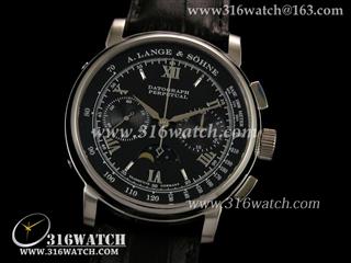 朗格A LANGE SOHNE-DATOGRAPH系列 计时月相 黑色表盘 黑色皮带 高仿朗格手表 ALS0006