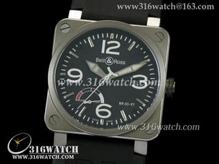 柏莱士Bell & Ross-42MM BR03系列 黑面白字表盘 动能功率储存 亚洲21J机芯 高仿1:1柏莱士手表 BR0014