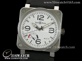 柏莱士Bell & Ross-42MM BR03系列 白面黑字表盘 动能功率储存 亚洲21J机芯 高仿柏莱士手表 BR0015