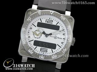 柏莱士Bell & Ross-42MM BR03系列 白色表盘 双功能显示 瑞士石英机芯 完美1:1复制柏莱士手表 BR0019