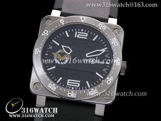 柏莱士Bell & Ross- 42MM BR03系列 黑色表盘 双功能显示 瑞士石英机芯 完美1:1复制柏莱士手表 BR0020