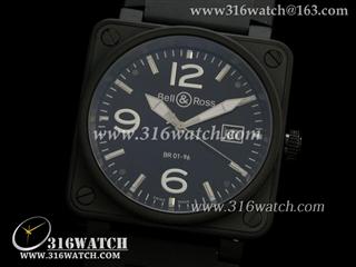 柏莱士Bell & Ross-46 MM BR01系列 黑色PVD 大日历 黑色表盘 海欧2892自动机芯 高仿柏莱士手表 BR0025