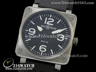 柏莱士Bell & Ross-46 MM BR01系列 大日历 黑色表盘 海欧2892自动机芯 高仿柏莱士手表 BR0026