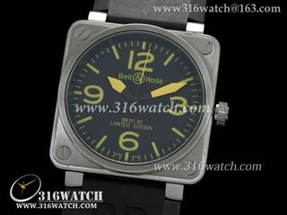 柏莱士Bell & Ross-46 MM BR01系列 大日历 黑面黄字表盘 海欧2892自动机芯 高仿柏莱士手表 BR0027