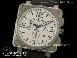 柏莱士Bell & Ross-46MM BR01系列 白面黑色字表盘 六针计时7750机芯 高仿1:1 Noob版本 BR0029