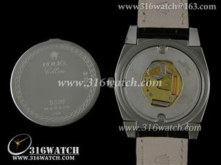劳力士ROLEX-切利尼系列 黑色珍珠母表盘 黑色皮表带 瑞士石英机芯 高仿劳力士手表 RL0012