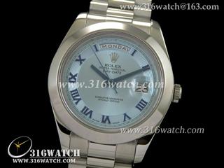 劳力士ROLEX-星期日历型II系列 光滑斜面边框 冰蓝色表盘 瑞士ETA-3156机芯 高仿终极N版 RL0027