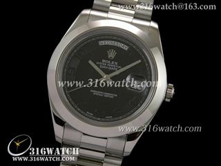 劳力士ROLEX-星期日历型II系列 光滑斜面边框 黑色表盘 瑞士3156机芯 高仿终极N版 RL0028