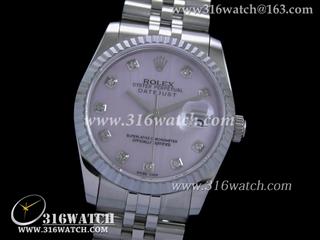 劳力士ROLEX-日志型37mm系列 槽牙边框 粉红色表盘 瑞士ETA-2836机芯 RL0067