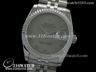 劳力士ROLEX-日志型37mm系列 槽牙边框 灰色射线表盘 瑞士ETA-2836机芯 高仿1:1劳力士手表 RL0068
