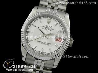 劳力士ROLEX-日志型37mm系列 红色日历 槽牙边框 白色表盘 瑞士ETA-2836机芯 高仿1:1劳力士手表 RL0078