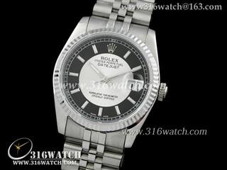 劳力士ROLEX-日志型37mm系列 槽牙边框 黑白两色表盘 瑞士ETA-2836机芯 高仿1:1劳力士手表 RL0079