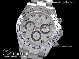 劳力士ROLEX-迪通拿系列 男士机械表 银白面黑数字表盘 精钢表链 计时7750机芯 完美1:1复制Noob版 RL0110