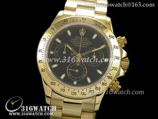 劳力士ROLEX-迪通拿系列 18 k镀金表壳 黑色表盘 计时7750机芯 完美1:1复制Noob版 RL0118