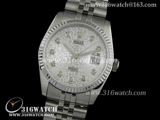 劳力士ROLEX-日志型37mm系列 槽牙边框 银禧表盘 瑞士ETA-2836机芯 完美1:1复制手表 RL0094
