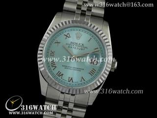 劳力士ROLEX-日志型37mm系列 槽牙边框 淡绿色表盘 瑞士ETA－2836机芯 高仿1:1劳力士手表 RL0100