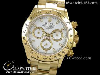 劳力士ROLEX-迪通拿系列 18 k镀金表壳 白色表盘 镀金表链 计时7750机芯 完美1:1复制Noob版 RL0119