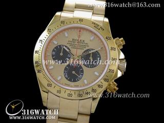 劳力士ROLEX-迪通拿系列 18 k镀金表壳 黄金色表盘 镀金表链 计时7750机芯 完美1:1复制Noob版 RL0121