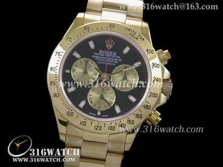 劳力士ROLEX-迪通拿系列 18 k镀金表壳 黑色表盘 镀金表链 计时7750机芯 完美1:1复制Noob版 RL0122
