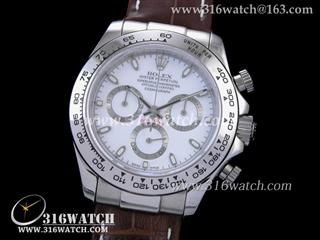 劳力士ROLEX-迪通拿系列 白面条钉表盘 棕色皮表带 计时7750机芯 完美1:1复制Noob版 RL0124