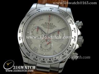 劳力士ROLEX-迪通拿系列 灰色陨石表盘 棕色皮表带 计时7750机芯 完美1:1复制版 RL0125