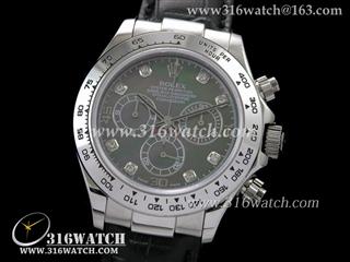 劳力士ROLEX-迪通拿系列 灰色贝壳表盘 黑色皮表带 计时7750机芯 完美1:1复制Noob版 RL0126