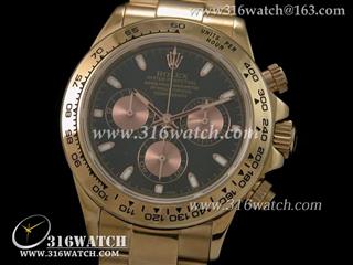 劳力士ROLEX-迪通拿系列 116505男士机械表 18 k玫瑰金电镀表壳 黑色表盘 计时7750机芯 完美1:1复制Noob版 RL0128