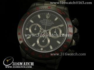 劳力士ROLEX-迪通拿系列 黑色PVD表壳 红色数字边框雕刻 黑色表盘 计时7750机芯 完美1:1复制Noob版 RL0130