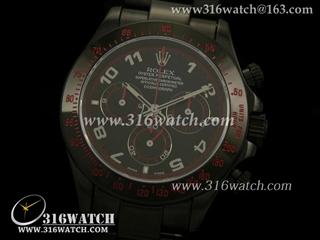 劳力士ROLEX-迪通拿系列 黑色PVD表壳 红色数字边框雕刻 黑色数字表盘 计时7750机芯 完美1:1复制Noob版 RL0131