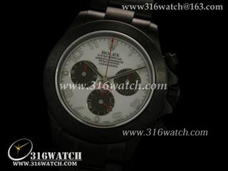 劳力士ROLEX-迪通拿系列 黑色PVD表壳 黑色数字边框雕刻 白面数字表盘 计时7750机芯 完美1:1复制Noob版 RL0136