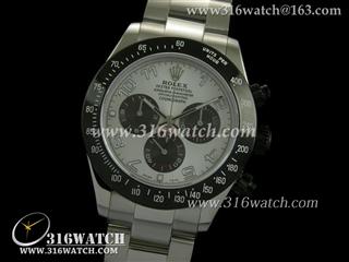 劳力士ROLEX-迪通拿系列 黑色PVD边框 白色面数字表盘 精钢表链 计时7750机芯 高仿劳力士手表 RL0150