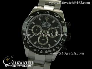 劳力士ROLEX-迪通拿系列 黑色PVD边框 黑色面条钉表盘 精钢表链 计时7750机芯 高仿劳力士手表 RL0147