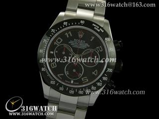 劳力士ROLEX-迪通拿系列 黑色PVD边框 黑色数字表盘 精钢表链 计时7750机芯 高仿1:1劳力士手表 RL0158