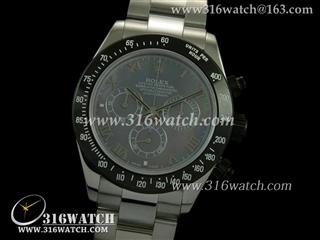 劳力士ROLEX-迪通拿系列 黑色PVD边框 绿色贝壳表盘 精钢表链 亚洲7750计时机芯 高仿劳力士手表 RL0160